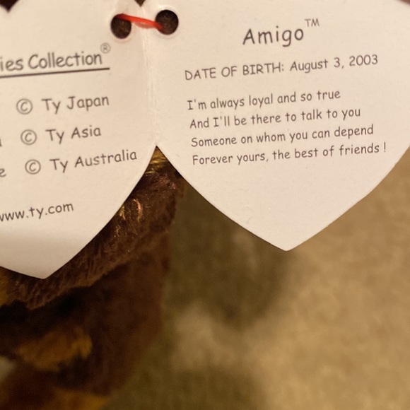 Ty Beanie Babies Baby Amigo Dog Puppy Rare Vintage Collectible Plush Cute Fun - Picture 2 of 4